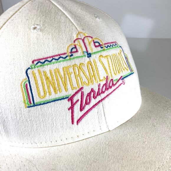 Vtg Universal Studios Florida White Snapback Hat Cap 1980s Miami Vice USA Made - Picture 2 of 9